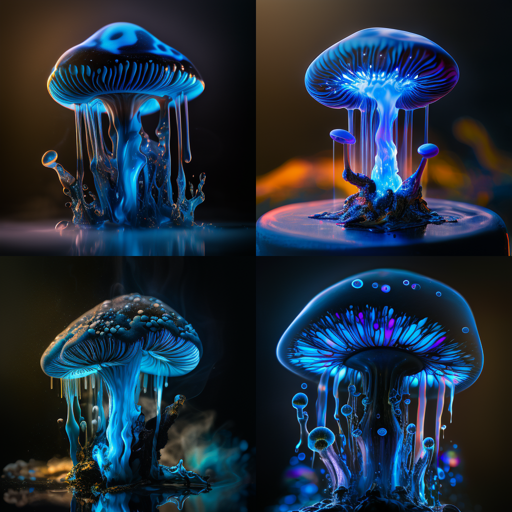 Psychadelic alien mushroom - set of 4